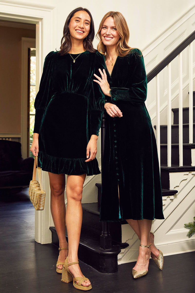 Long Sleeve Velvet Sally Anne | Emerald