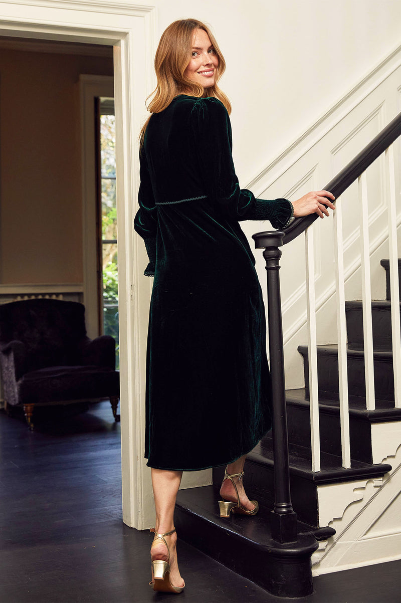 Long Sleeve Velvet Sally Anne | Emerald