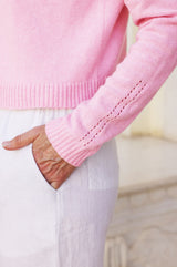 Merino Wool Edge To Edge Cardigan | Pink