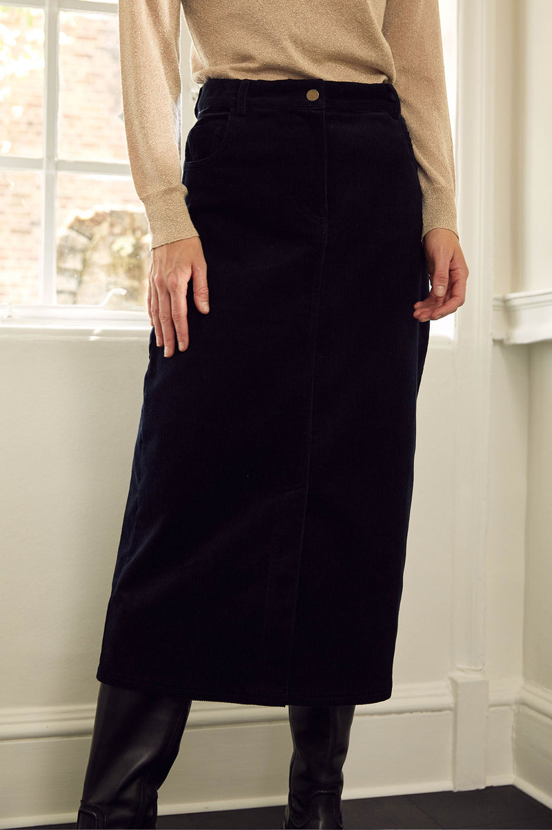 Mallory Corduroy Skirt | Black