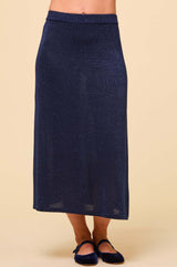 Metallic Knit Skirt | Navy/Blue