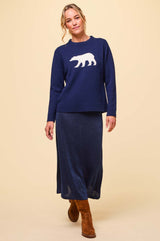 Metallic Knit Skirt | Navy/Blue