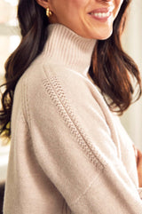 Merino Wool Funnel Neck Jumper | Oat