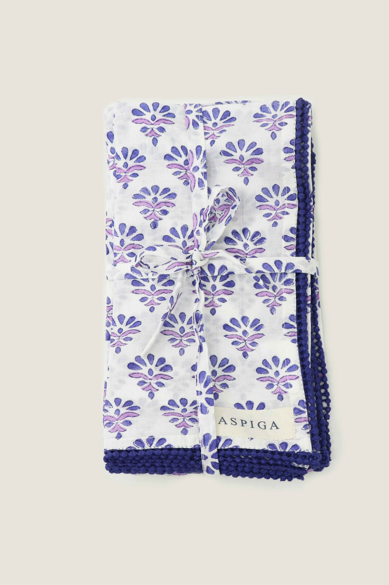 Set Of 4 Block Print Napkins | Buti Purple