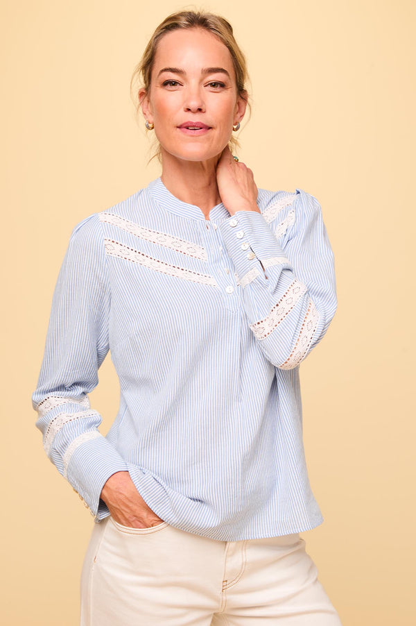 Romy Blouse | White/Blue