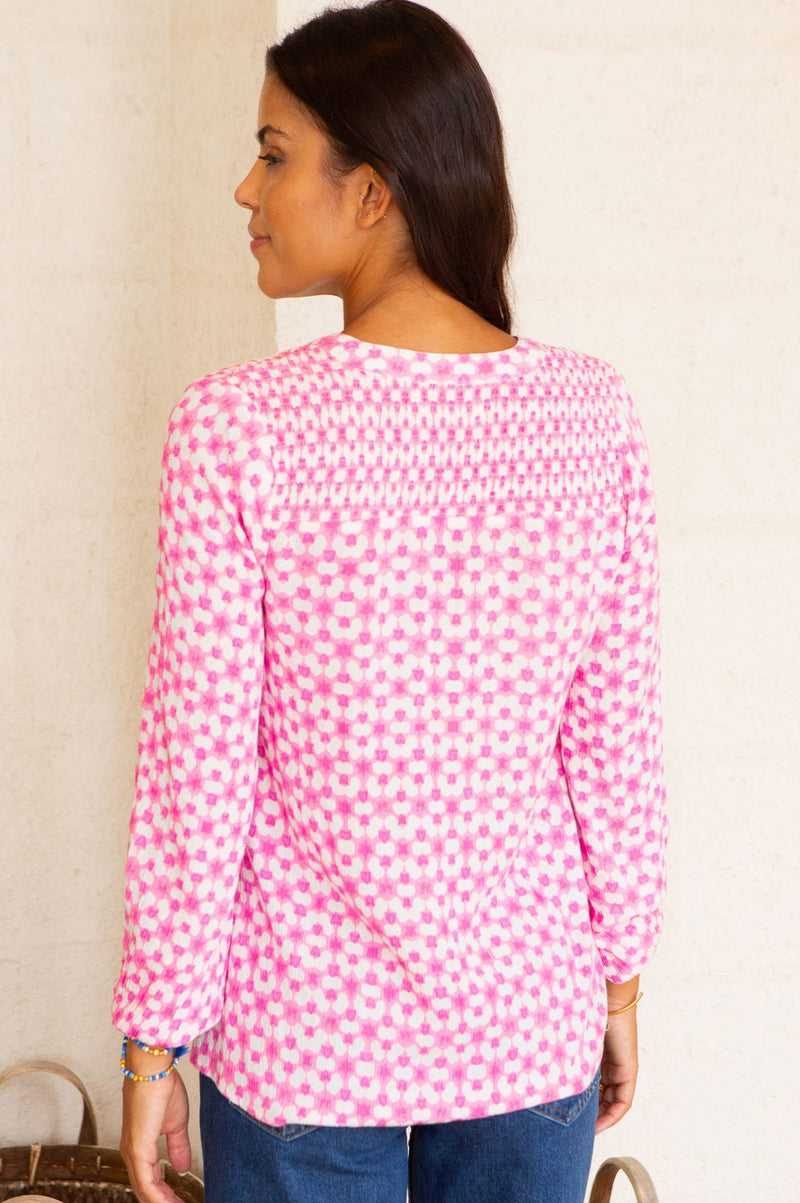 Clea Blouse | Maui Pink/White