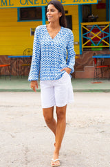 Clea Blouse | Maui Blue/White