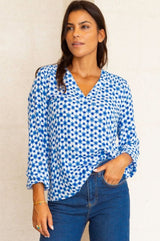 Clea Blouse | Maui Blue/White