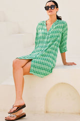 Mila Shirt Tunic | Aztec Green/White