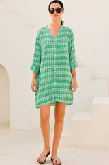 Mila Shirt Tunic | Aztec Green/White