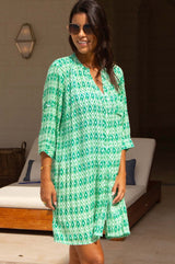 Mila Shirt Tunic | Aztec Green/White