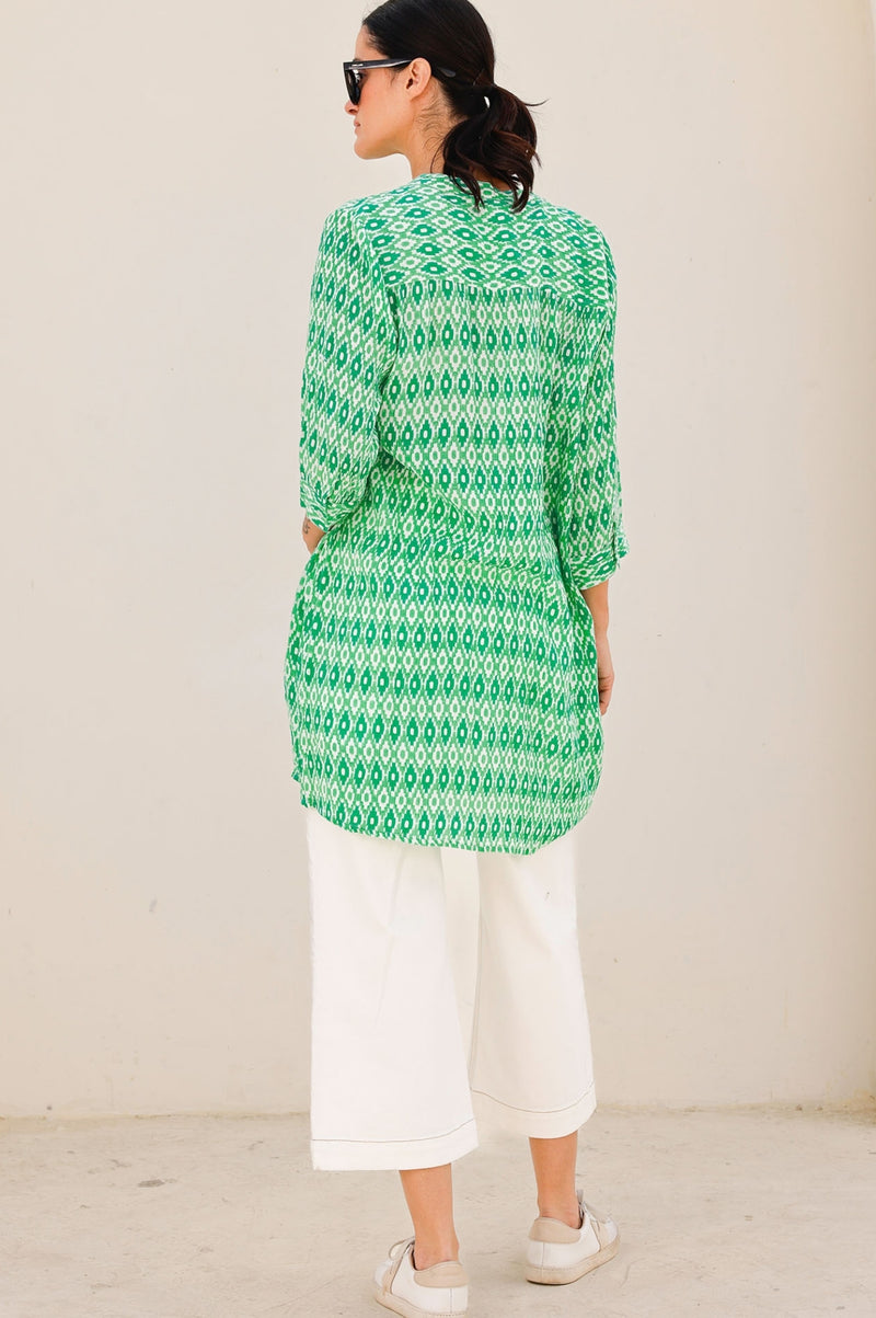 Mila Shirt Tunic | Aztec Green/White