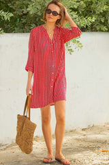 Mila Shirt Tunic | Santorini Red/White