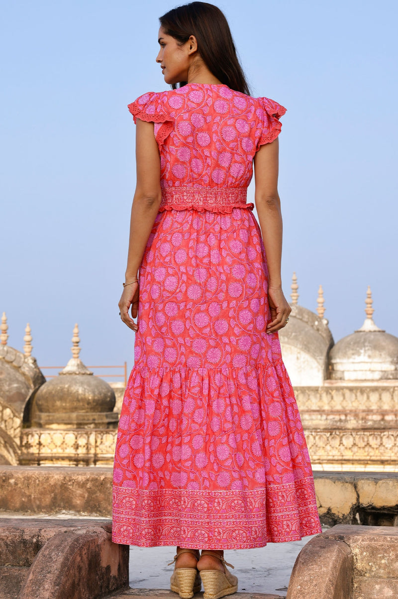 Pippa Block Print Dress | Mara Red/Pink