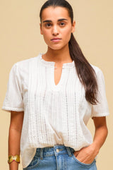 Vienna Short Sleeve Blouse | White