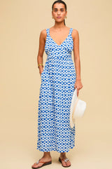 Vinnita Dress | Maui Print Blue/White