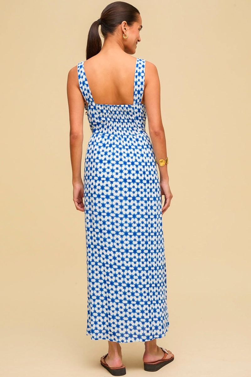 Vinnita Dress | Maui Print Blue/White