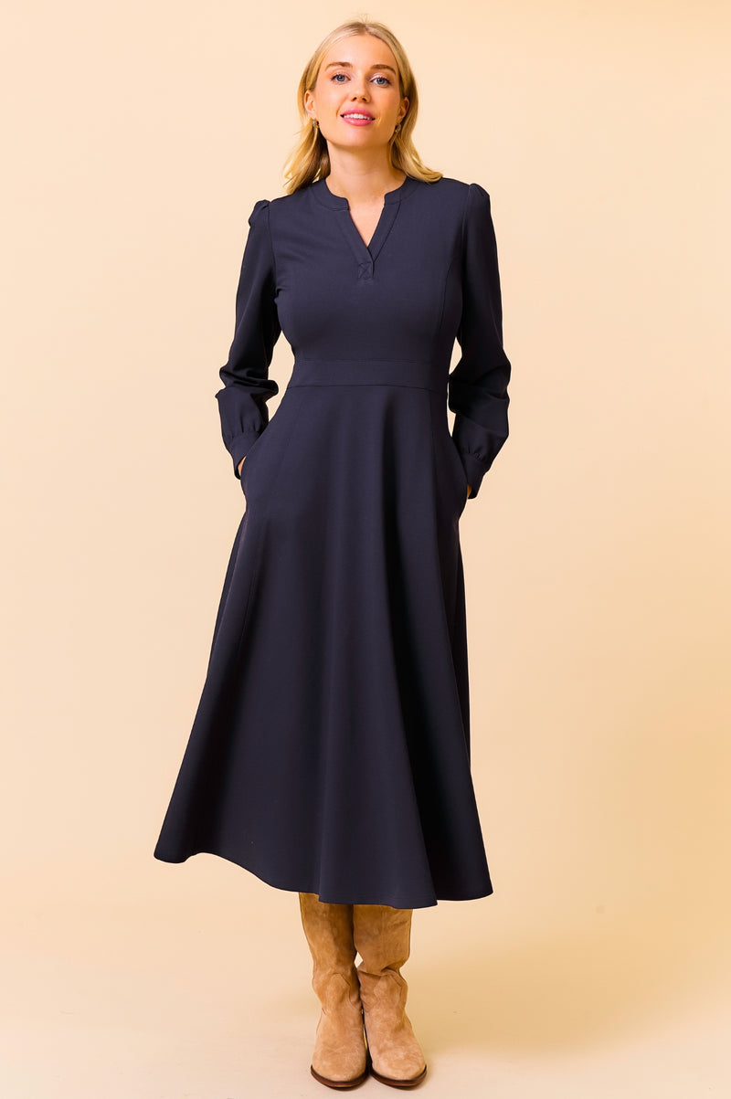 Luna EcoVero™ Midi Dress | Navy