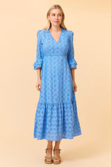 Victoria Broderie Dress | Blue