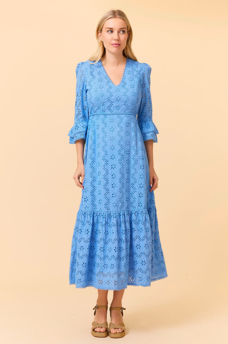 Victoria Broderie Dress | Blue