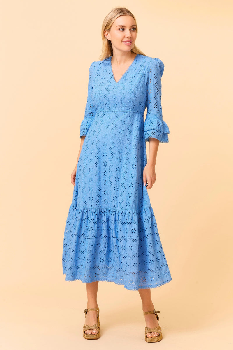 Victoria Broderie Dress | Blue