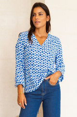 Clea Blouse | Maui Blue/White