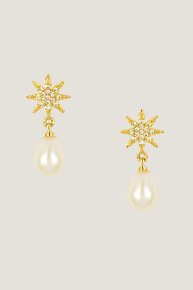 Misha Earrings | Pearl/Gold