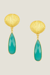 Tria Shell Earrings | Gold/Teal