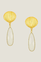 Tria Shell Earrings | Gold/White