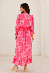 Maeve EcoVero Dress | Lace Floral Pink/White