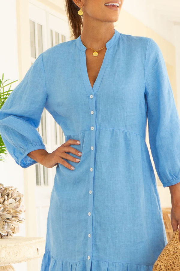 Charlotte Linen Dress | Cornflower