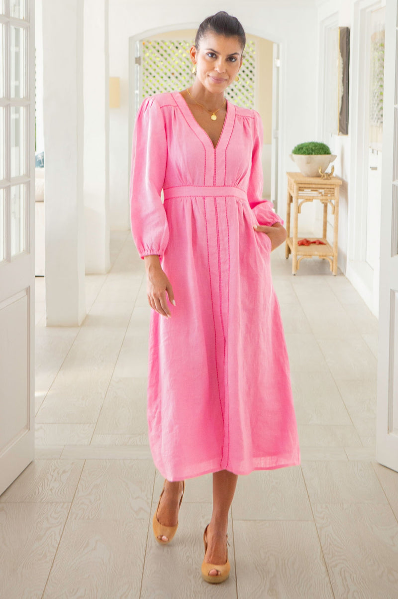 Jamila Linen Dress | Baby Pink