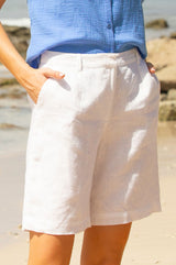 Alexandra Short Linen Shorts | White