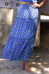 Bea Printed Organic Cotton Skirt | Odisha Blue/Green