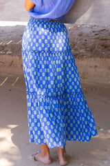 Bea Printed Organic Cotton Skirt | Odisha Blue/Green