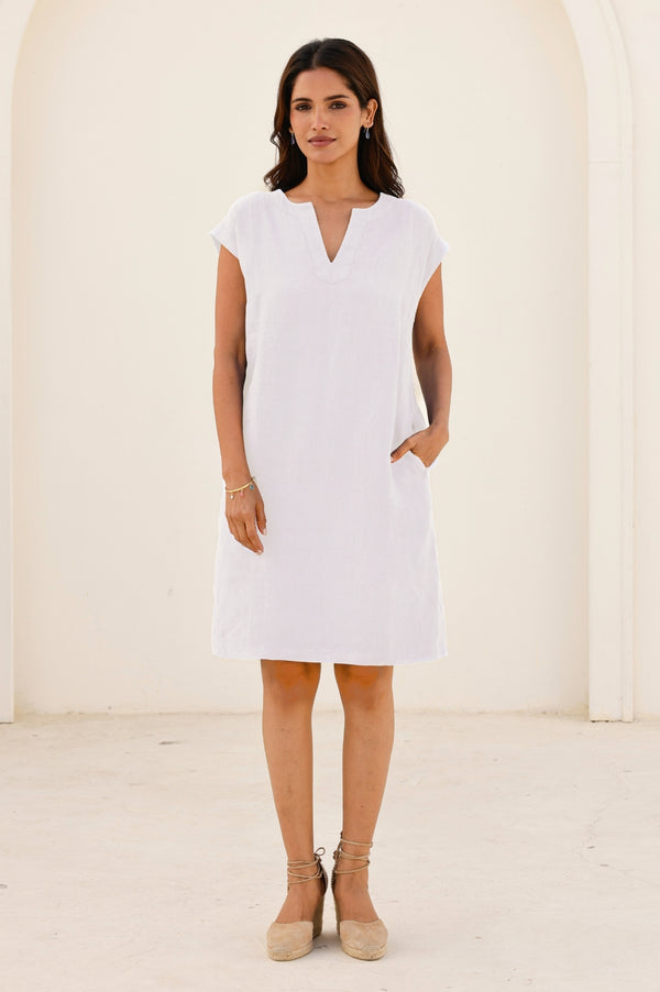 Dori Linen Dress | White