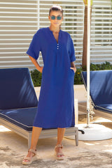 Ithaca Linen Dress | Cobalt