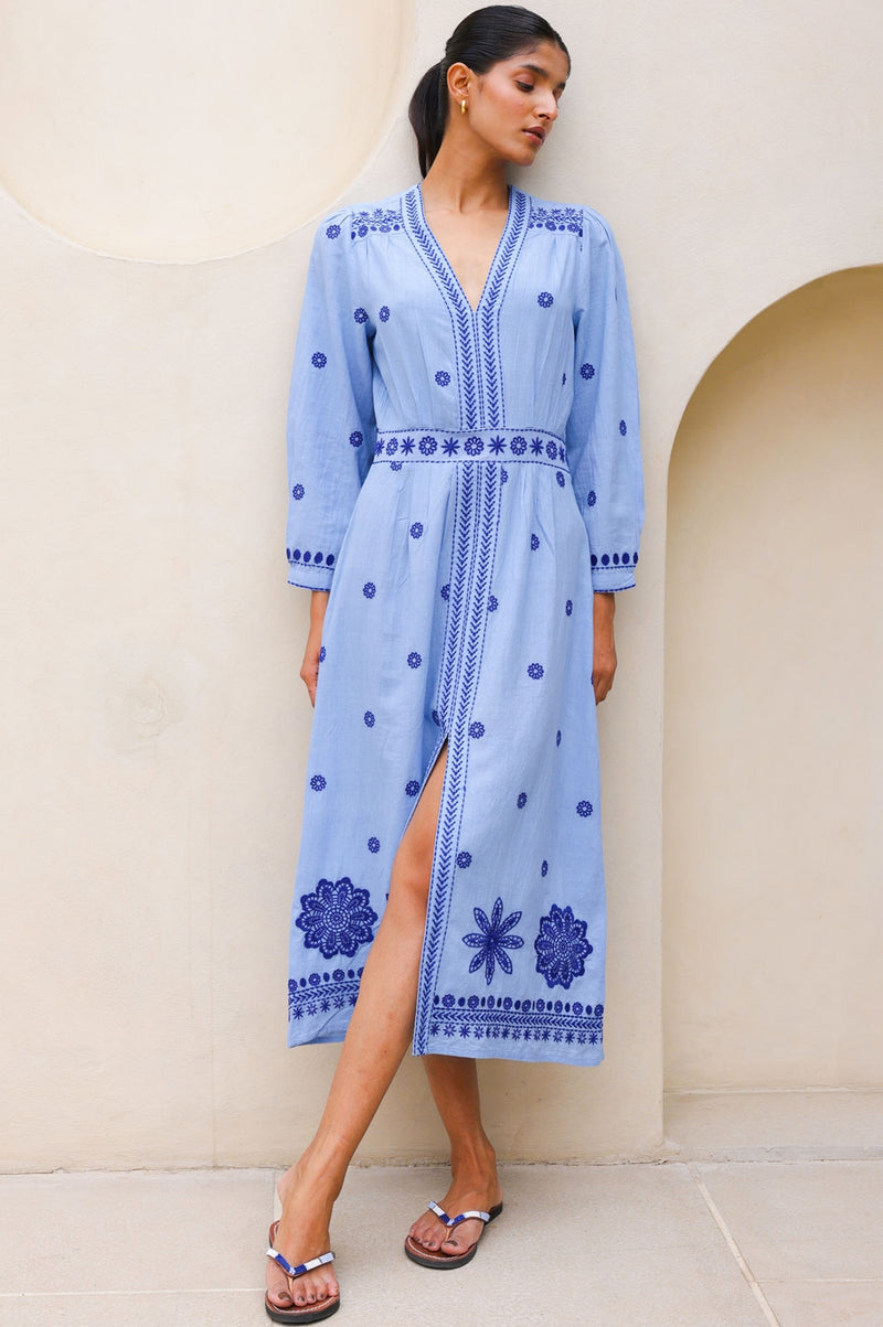 Jamila Embroidered Dress | Blue/Cobalt