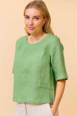 Linen Shell Top | Leaf Green