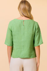 Linen Shell Top | Leaf Green