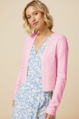 Merino Wool Edge To Edge Cardigan | Pink