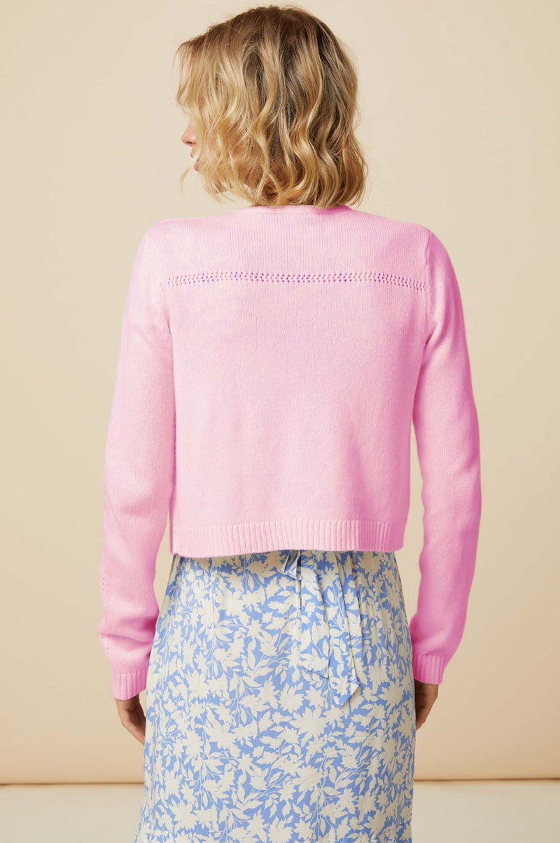 Merino Wool Edge To Edge Cardigan | Pink