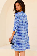 Mila Shirt Tunic | Aztec Blue/White