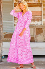 Mykonos Maxi Dress | White/Pink