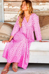 Mykonos Maxi Dress | White/Pink