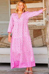 Mykonos Maxi Dress | White/Pink