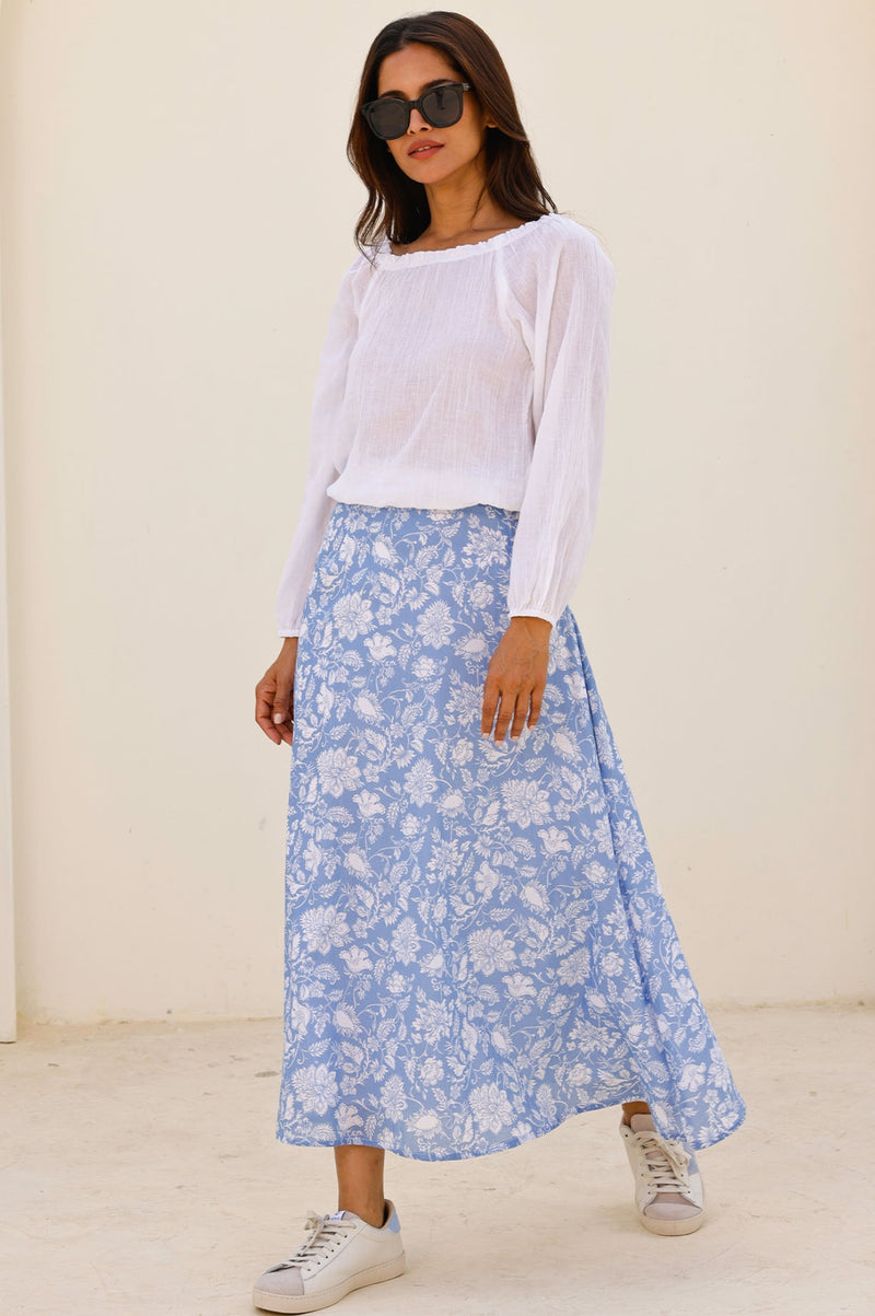 Neve Skirt | Blossom Blue/White