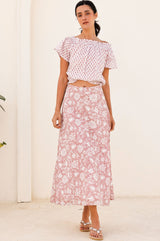 Neve Skirt | Blossom Dusty Pink/White