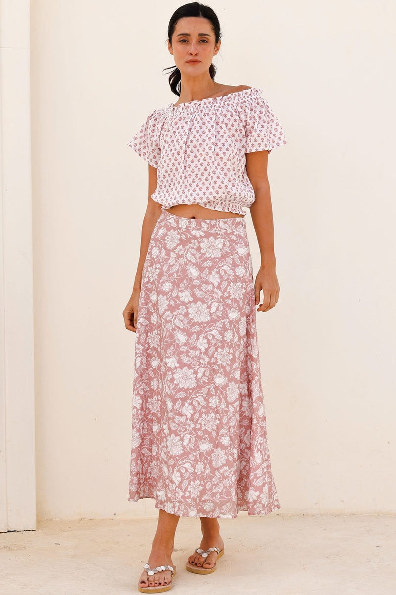 Neve Skirt | Blossom Dusty Pink/White