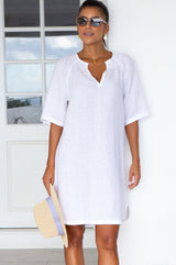 Paxos Linen Dress | White